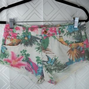Zara trafaluc Size 4 white floral mini shorts EUC